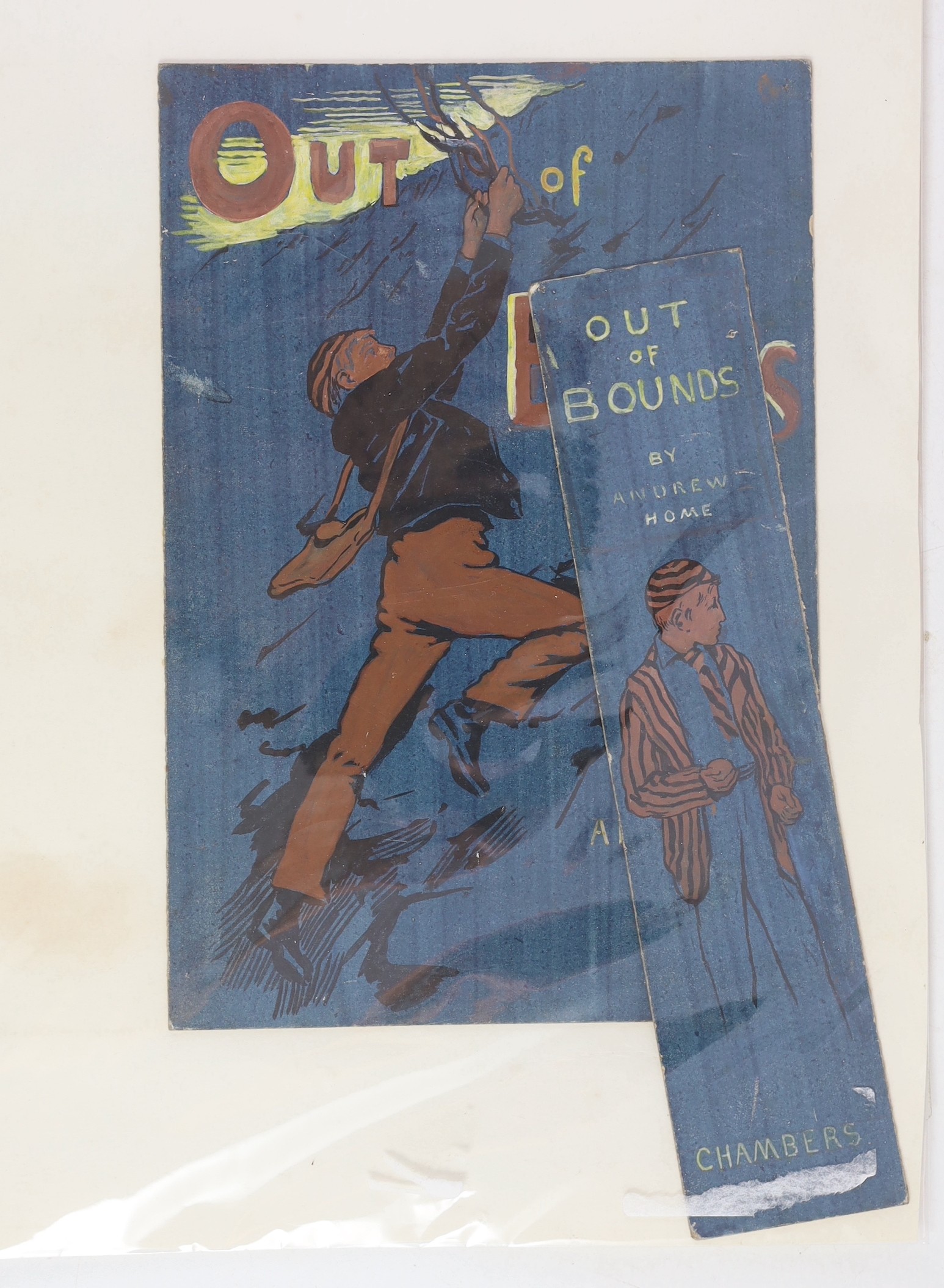Original Artwork - Harold Copping (1863-1932), original artwork for the front cover and spine of - Out of Bounds, by Andrew Hone, together with the book, 1901